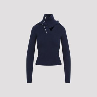 Y / Project Navy Blue Pinched Shoulder Fitted Pullover