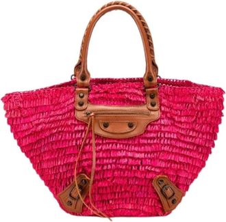 Balenciaga Pre-owned Tote Bags, female, Pink, Size: ONE SIZE Pre-owned Raffia Tote Bag