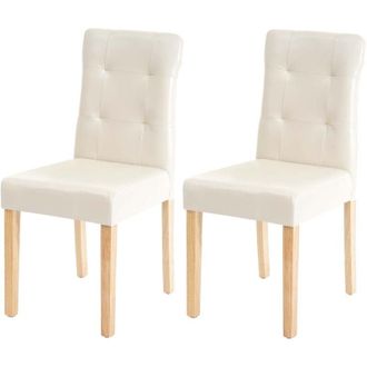 Hhg Set 2x sedie sala da pranzo soggiorno HHG 983 legno ecopelle avorio gambe chiare