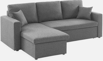 Sweeek Sweeek - Sof&aacute; Cama Esquinero Reversible De 3 Plaza, Ida, Negro, 219x84x68 Cm