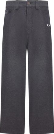 Balenciaga Grijze Denim Broek Geborduurd Logo - Heren - Wijde Broeken - Grijs - M - Denim - Broeken