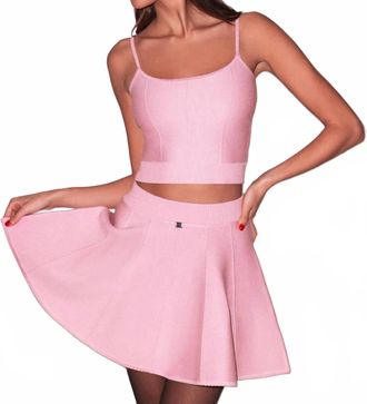Fleur du Mal Knit Flare Mini Skirt In Pink