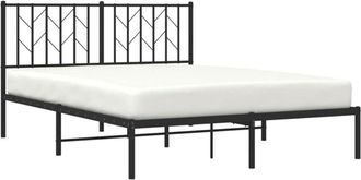 vidaXL Metal Bed Frame without Mattress with Headboard Black 140x200cm Vidaxl