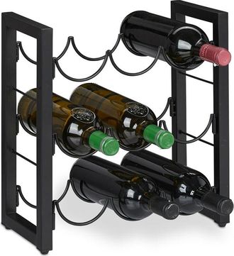 Relaxdays Relaxdays - Metal Wine Rack, 9 Bottles, HxWxD: 37 x 35 x 17 cm, Free Standing Holder, Drinks Shelves, Kitchen & Bar, Black