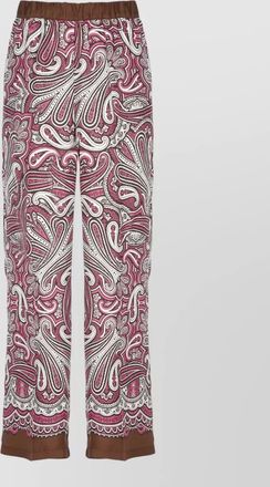Parosh silk flared trousers paisley pattern hem