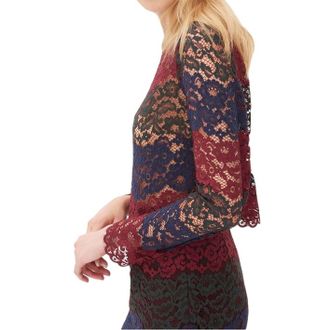 Sandro Colourblock Striped Lace Top Size XS