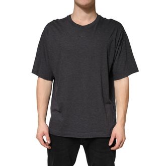 Dolce & Gabbana Dark Grey Cotton Crewneck Short Mens Sleeve