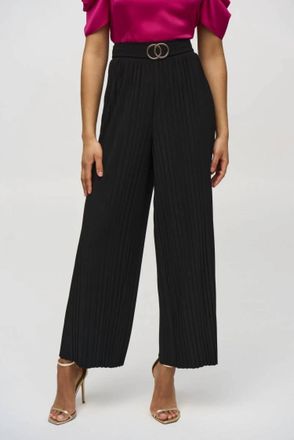 Joseph Ribkoff Pleated Pull On Wide-Leg Pants In Black