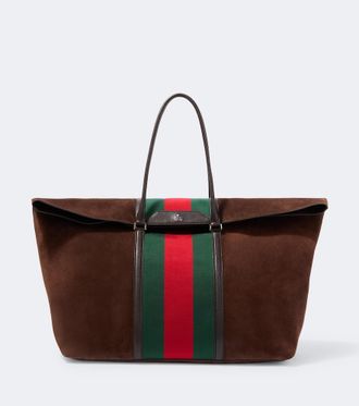 Gucci Web Stripe suede tote bag