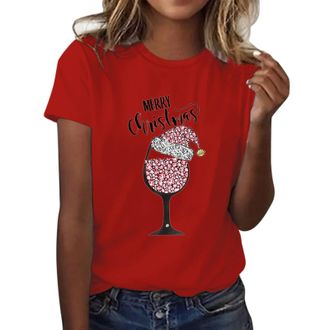 Generic Womens Christmas T Shirts Womens Funny Christmas Shirts Cute Tees Crewneck Plus Size Casual Dressy Blouses Funny Sweatshirt Crew Neck Casual Holiday T