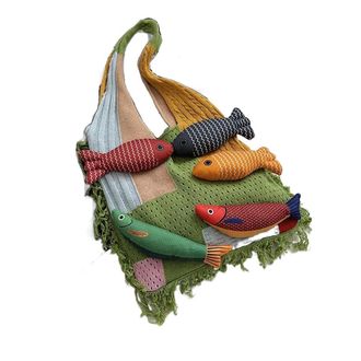 Generic Vintage Large Capacity Cotten Crochet Shoulder Bag, Hollow Out Weave Bag Travel Hand-Held Tote Handbag(Green)