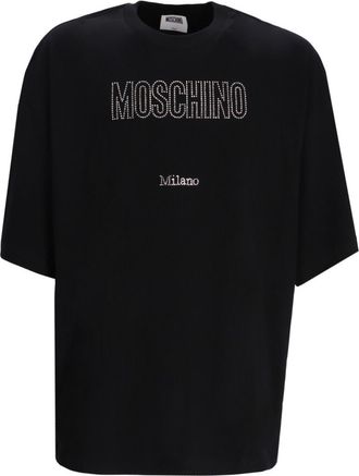 Moschino Black Crewneck Crystal-Embellished T-Shirt
