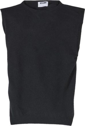 Moschino Top Pullover - Dames - Tops zonder mouwen - Zwart - M - Wol - Tops