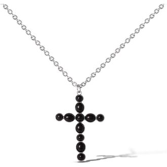 Jessica Simpson Ox Silver Black Cross Necklace in Black/silver at Nordstrom