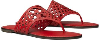 Tory Burch Thatched Perforated Leather Thong Sandal