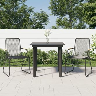 vidaXL Juego De Comedor De Jard&iacute;n 3 Piezas Rat&aacute;n Pvc Negro Vidaxl