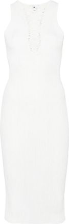 Elisabetta Franchi White Midi Dress With Crossover Strap