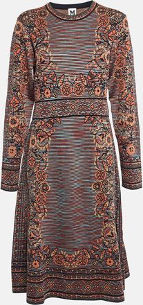 M Missoni Patterned Knit Long Sleeve Midi Dress