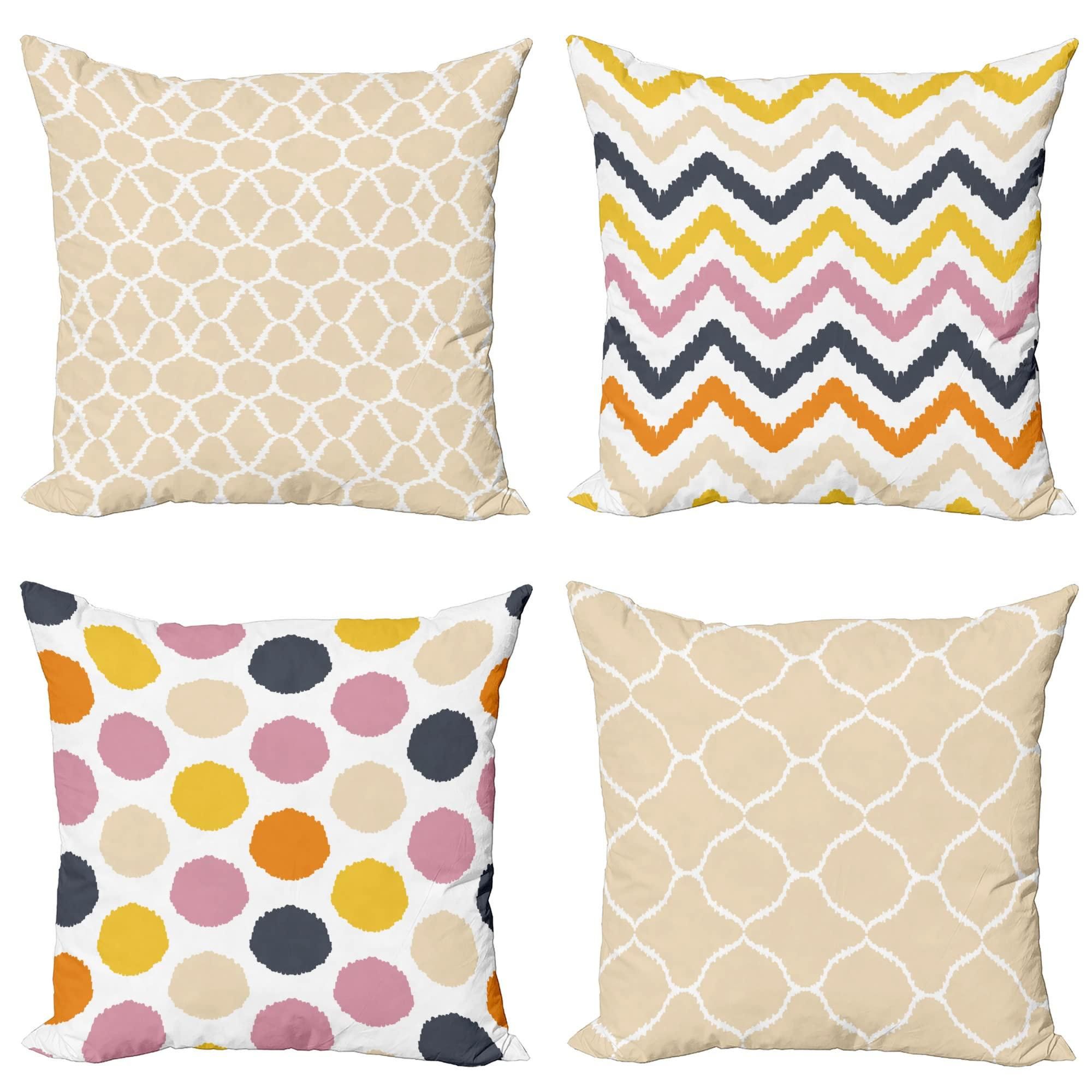 Kissenbezug-Set 4-teilig, 45x45 Cm – Samt, Modernes Ginkgo-Muster Für Sofa & Wohnzimmer