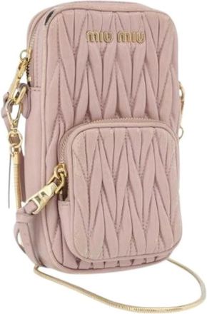 Miu Miu Pre-owned Cross Body Bags, female, Pink, Size: ONE SIZE Pre-owned Leather Crossbody Bag