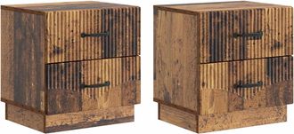 vidaXL Armario De Noche 2 Uds. Madera Envejecida 43 X 34,5 X 44,5 Cm Vidaxl