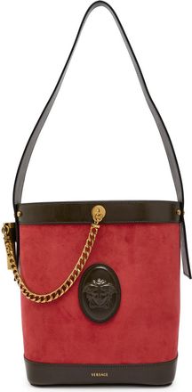 Versace Chain Small Leather and Suede Bucket bag - Red - One Size