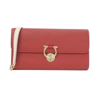 Ferragamo Pre-owned Calf Chain Wallet - Dames - Pre-owned - Rood - Maat: ONE Size Leer