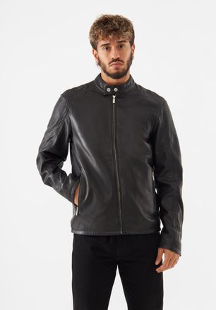 Bolongaro Trevor Mens Real Leather Arthur Racer Jacket - Black - Size Medium