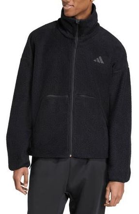 adidas City Tech High Pile Fleece Full Zip Jacket in Black at Nordstrom Rack, Size Large