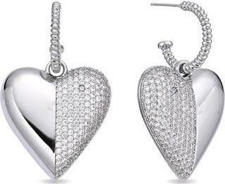 Eye Candy Los Angeles Helena Cubic Zirconia Heart Drop Earrings in Silver at Nordstrom Rack