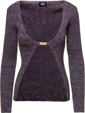 GCDS Grijze Top met Zwarte Accents - Dames - Vesten - Grijs - M - Truien & Vesten