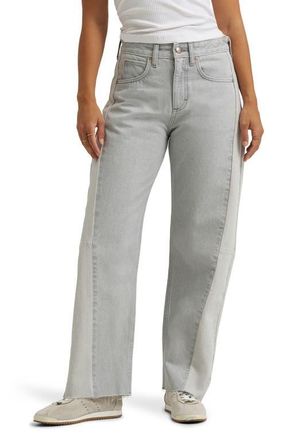 Lee Rider Low Slung Mid Rise Raw Hem Barrel Leg Jeans in Dusk Gray at Nordstrom, Size 30