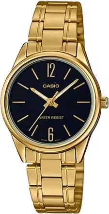 Casio Womens Gold Analog Watch Black Dial Steel Bracelet - LTP-V005G-1BUDF