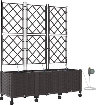 vidaXL Maceta De Jard&iacute;n Con Riego Y Ruedas 3 Uds. Marr&oacute;n Pp Vidaxl