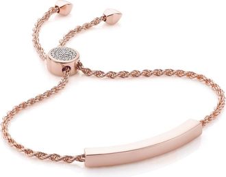 Monica Vinader Linear Diamond Toggle Chain Bracelet, Rose Gold Vermeil on Silver