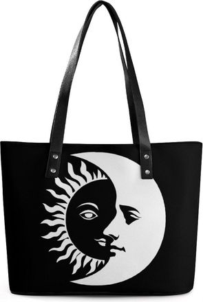 Generic Black Sun And Moon Tote Bags for Women Cute Shoulder Purses Handbags