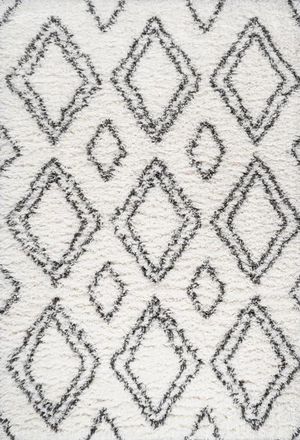 Jonathan Y Designs Beni Moroccan Style Diamond Shag Area Rug in Ivory/dark Gray at Nordstrom, Size 4Ft 0In X 6Ft 0In