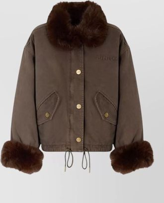 Pinko faux fur trim cropped jacket