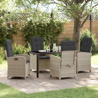 vidaXL Conjunto De Comedor De Jard&iacute;n 5 Pcs Gris Claro Rat&aacute;n Sint&eacute;tico Vidaxl