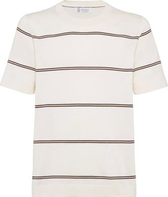 Brunello Cucinelli T-shirt a righe - Bianco
