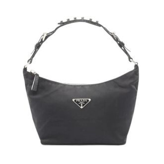 Prada Pre-owned Shoulder Bags, female, Black, Size: ONE SIZE Pre-owned Nylon Leather Handbag