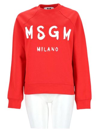 Msgm Red Bold Logo Cotton Sweatshirt
