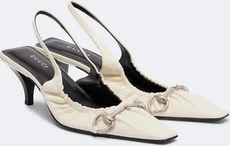 Gucci Vittoria Horsebit leather slingback pumps