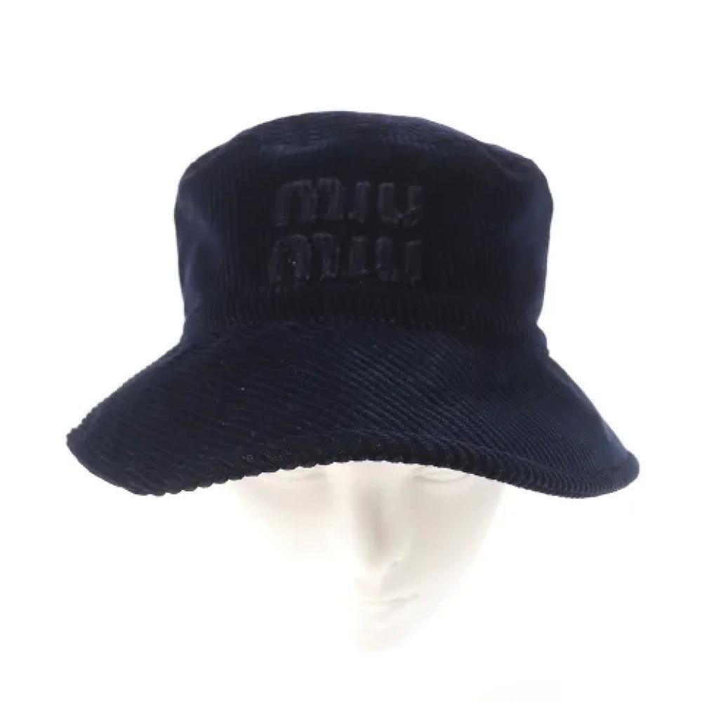 関税・送料込 MIU MIU Black cotton ハット Miu Miu Bucket Hat - Size M