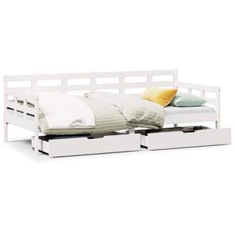 Berkfield Home Daybed with Drawers without Mattress White 90x190 cm Single Solid Wood