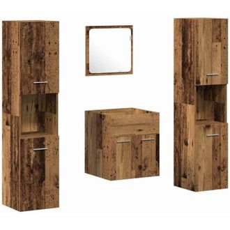 vidaXL Conjunto De Muebles De Ba&ntilde;o Con Puerta 4 Pcs Madera Vieja Vidaxl