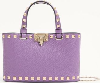 Valentino Garavani Rockstud Mini Shopping Bag In Grainy Calfskin Woman LILAC UNI