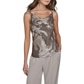 DKNY Twist Shoulder Metallic Camisole in Dark Vapor Multi at Nordstrom, Size X-Small