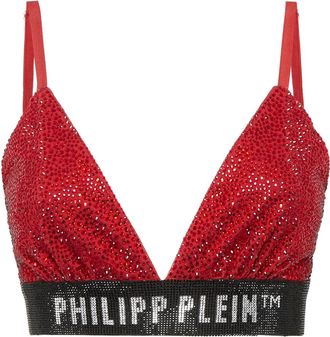 Philipp Plein Bra Full Strass - Dames - BHs - Rood - XL - Katoen - Ondergoed