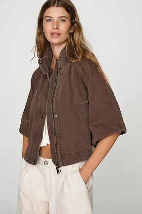 Pilcro Cropped Utility Cape Jacket